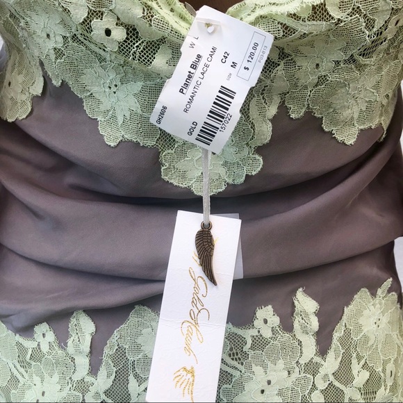 $120 Planet Blue / Gold Hawk Romantic Lace Cami - Picture 7 of 7